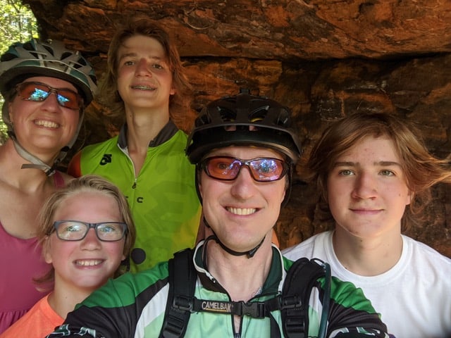 Jake Prunuske family on a biking trip